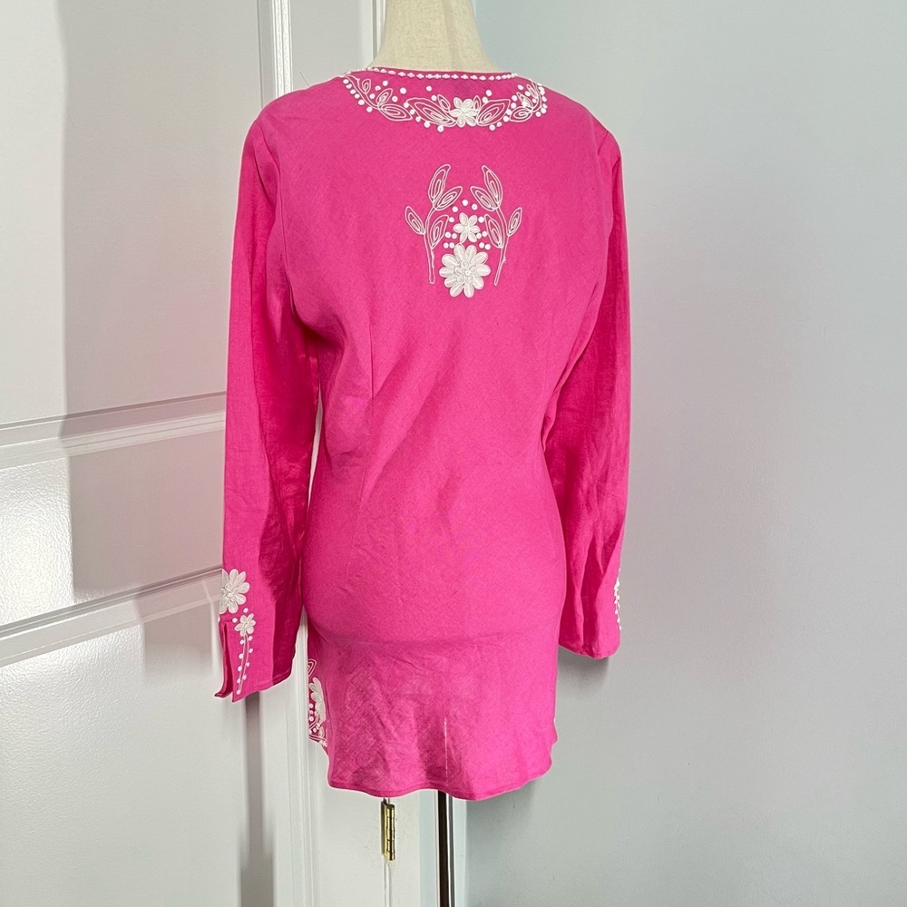Lafayette 148 100% linen embroidery coverup tunic top size 6 - Picture 5 of 9
